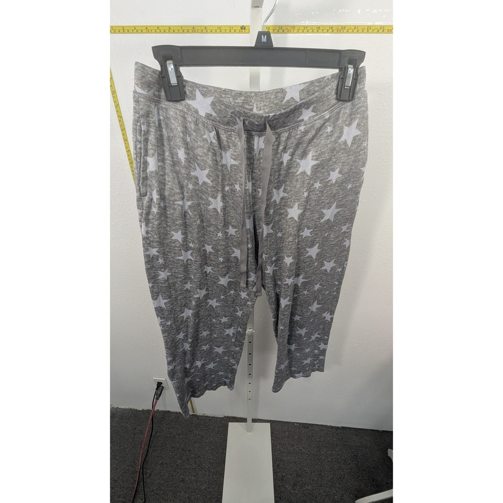 PJ Couture Gray Star Print Pajama Pants Womens Medium Crop Lounge Sleepwear